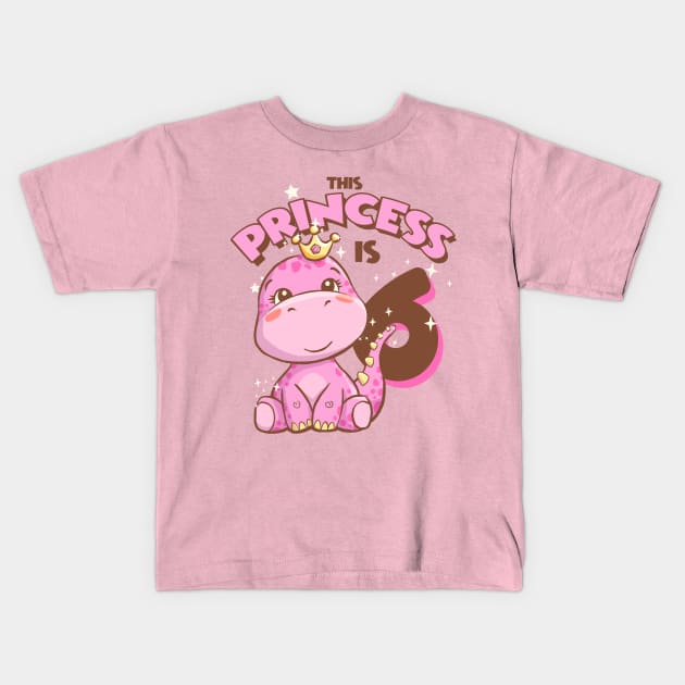 This Princess is 6 Girls 6th Birthday Pink Dinosaur Party Kids T-Shirt by Irene Koh Studio